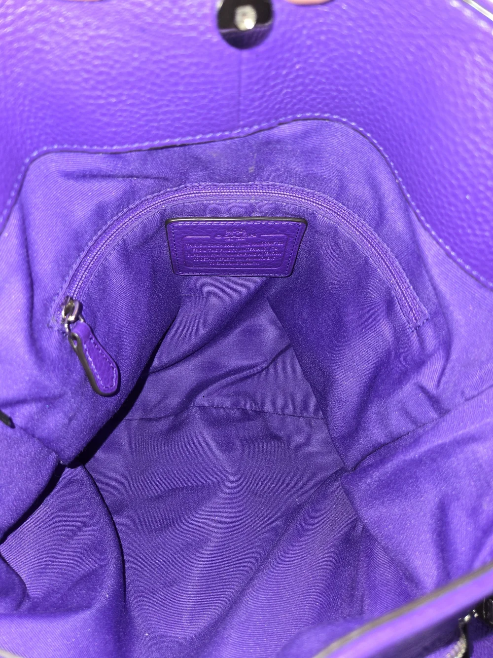 COACH Madison Phoebe Shoulder Bag Purple Pebble Leather Hobo F35723